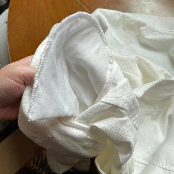 Light Weight Denim Jacket 12 Alfred Dunner White Floral Beaded Cotton Everyday - Picture 6 of 9